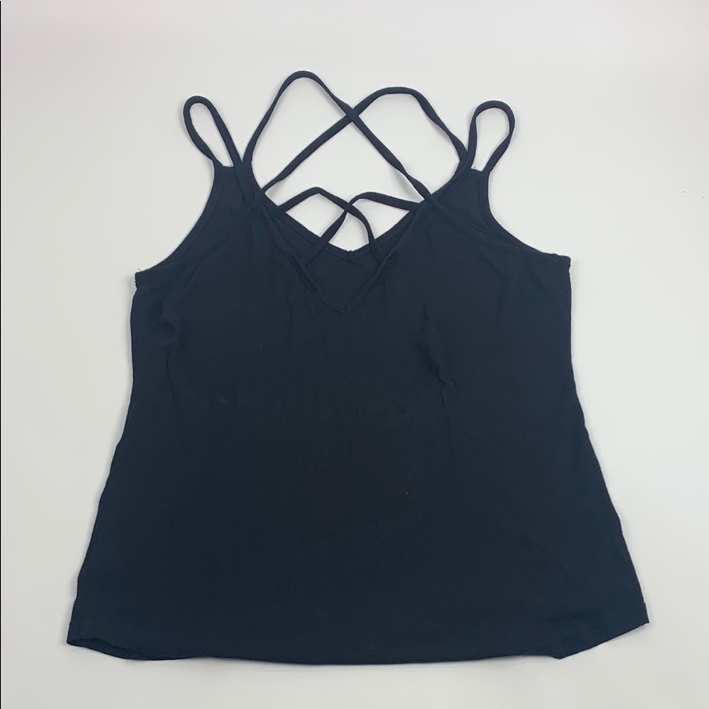 Miss Me Black Strappy Women's Tank Top Size Large V neck